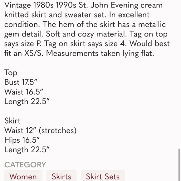 VINTAGE St. John Evening by Marie Gray skirt SET sz XS/S ecru sequins EUC VTG - Picture 16 of 16